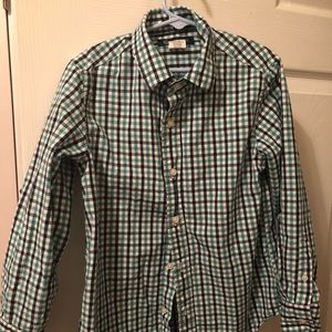 Green and black boys button down